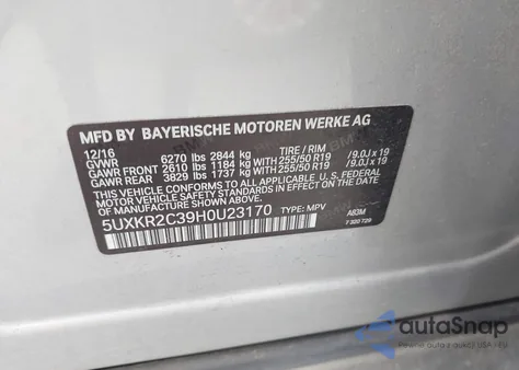 2017 BMW X5 Sdrive35I from USA, damaged, VIN 5UXKR2C39H0U23170